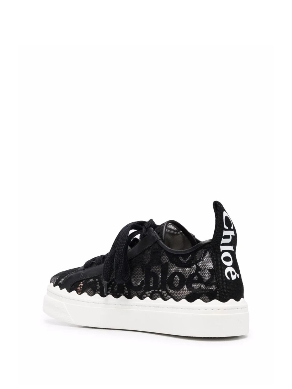 Chloé Black Logo Mesh Low-Top Sneaker with White Sole